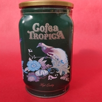 Cofea Tropica,metal kaffedåse, ældre påfugl brun 